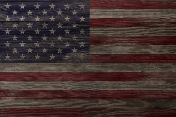 American flag painted old wood texture