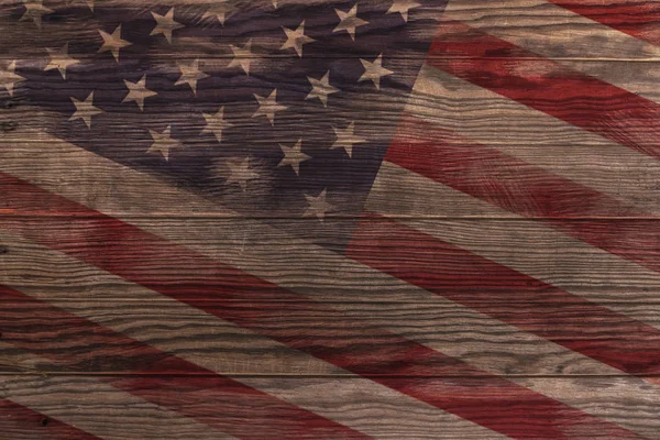 American flag painted old wood texture