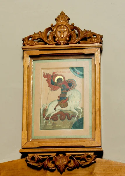Wooden Christian Orthodox Icon White Background — Stock Photo, Image