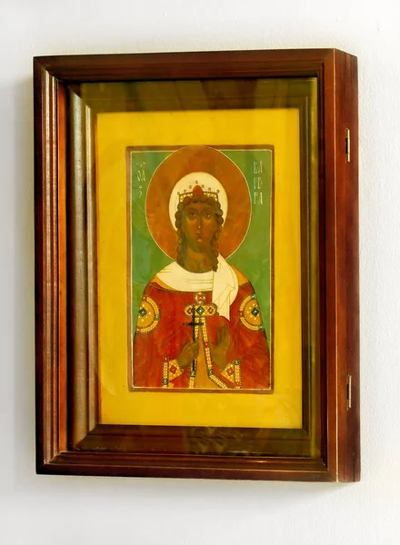 Деревянная Христианская Икона Белом Фоне — стоковое фото