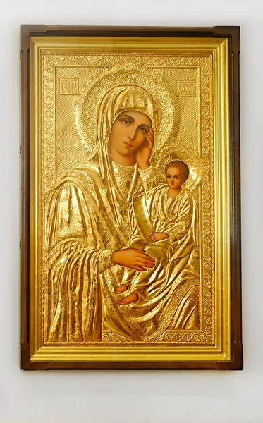 Christlich Orthodoxe Holzikone Auf Weißem Hintergrund — Stockfoto