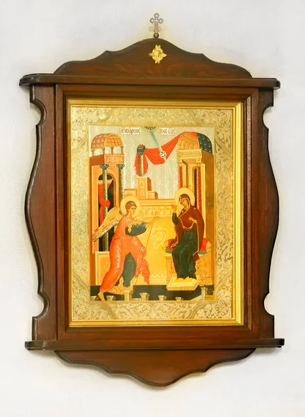 Wooden Christian Orthodox Icon White Background — Stock Photo, Image