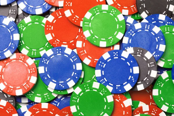 Color red blue green poker chips background — Stock Photo, Image