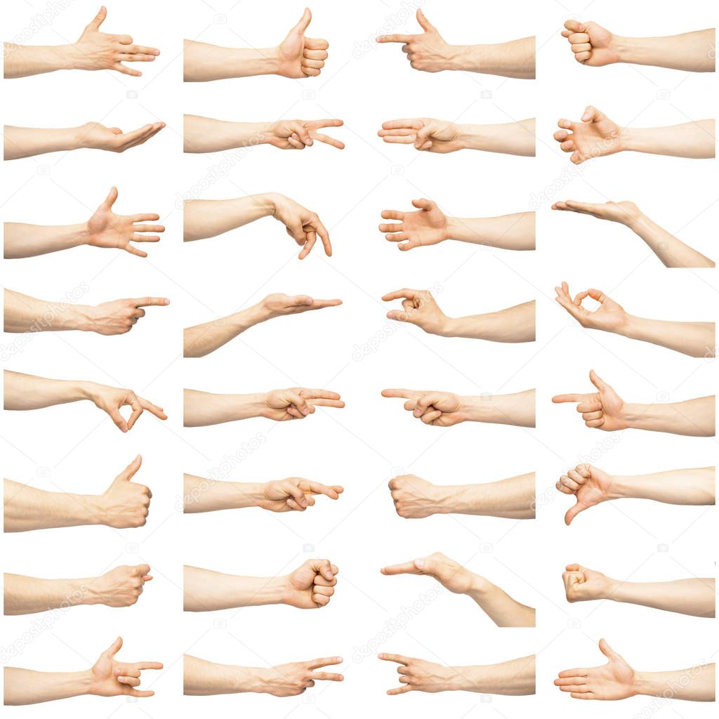 Multiple male hand gestures