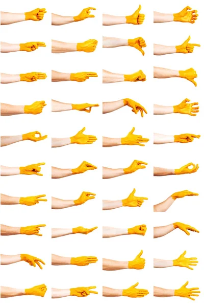 Conjunto de gestos mão amarela — Fotografia de Stock