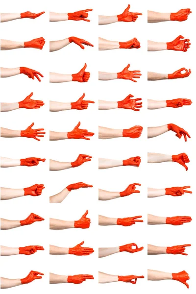 Conjunto de gestos mão vermelha — Fotografia de Stock