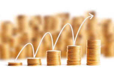 Finans ve bankacılık kavramı Coin satırları