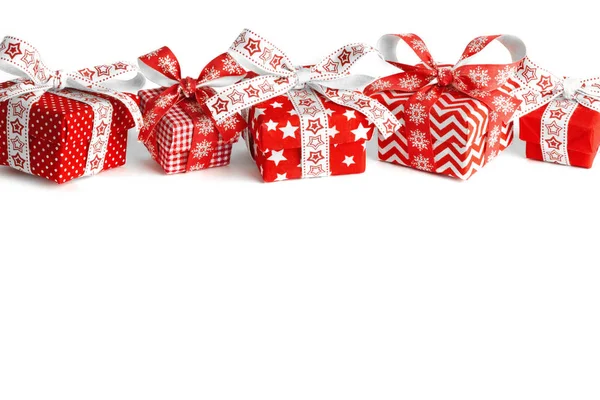 Christmas gift boxes isolated on white background — Stock Photo, Image