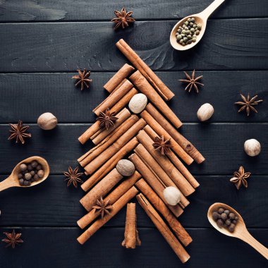 Tarçın ve anason Noel ağacı yapılmış