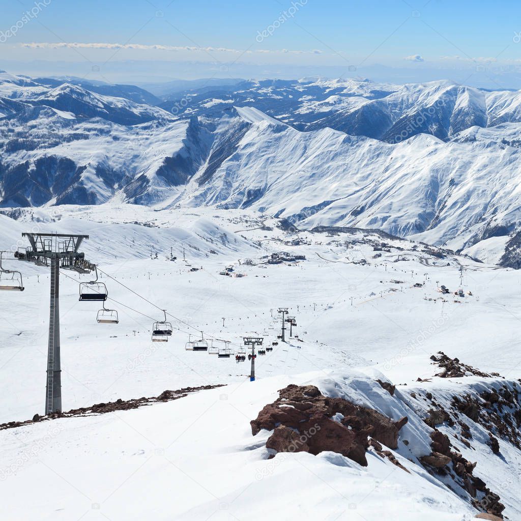 The gondola lift on the ski resort