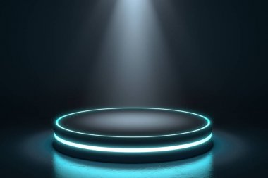 Ekran için Altıgen Kaide, Tasarım platformu, ışık parıltılı boş ürün standı.