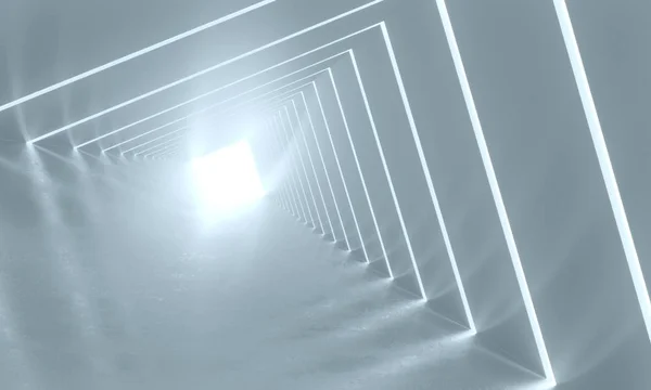 Абстрактний фон з симетричним інтер'єром білого тунелю. 3D візуалізація — стокове фото