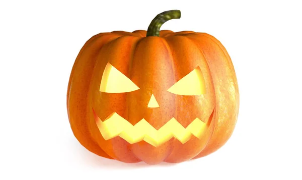 Zucca di Halloween isolato su sfondo bianco. Illustrazione 3D Rendering — Foto Stock