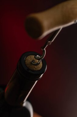 tirbuşon ve şarap şişesi