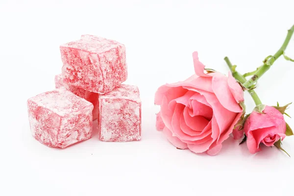 Turkish Delight Lokum Rose Aroma — Stock Photo, Image