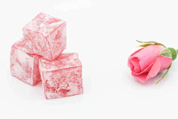 Lokum Delizia Turco Con Aroma Rosa — Foto Stock