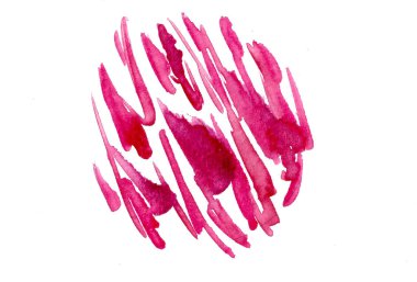 elle çizilmiş suluboya kırmızı pembe fırça darbeleri etiket