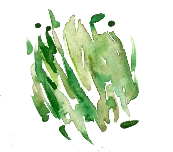 Ręcznie Rysowane Akwarela Pędzla Zielony Obrysy Etykiety — Zdjęcie stockowe