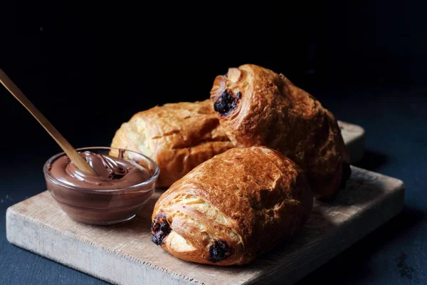 Pastel Croissant Chocolate Casero —  Fotos de Stock