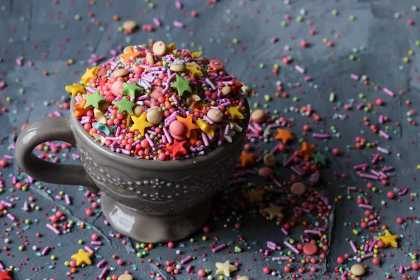 Espolvoreos Coloridos Del Azúcar Decoración Torta — Foto de Stock