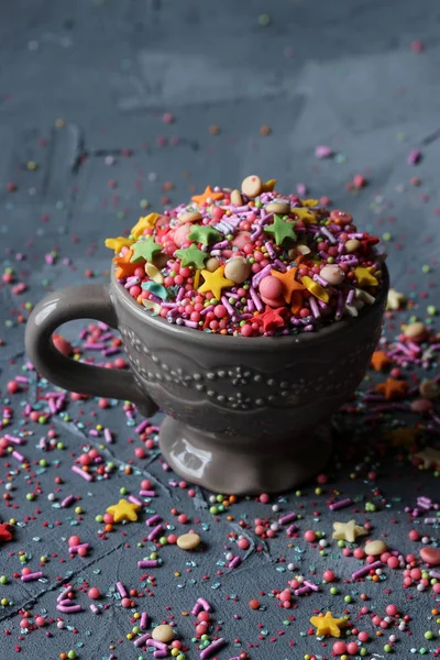 Polvilhas Açúcar Coloridas Decoração Bolo — Fotografia de Stock