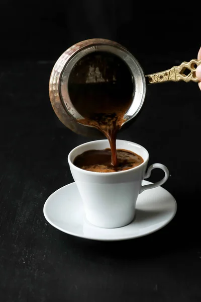 Turkish coffee, pouring coffee