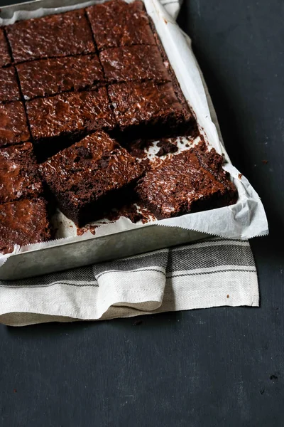 Pastel Chocolate Casero Brownie — Foto de Stock