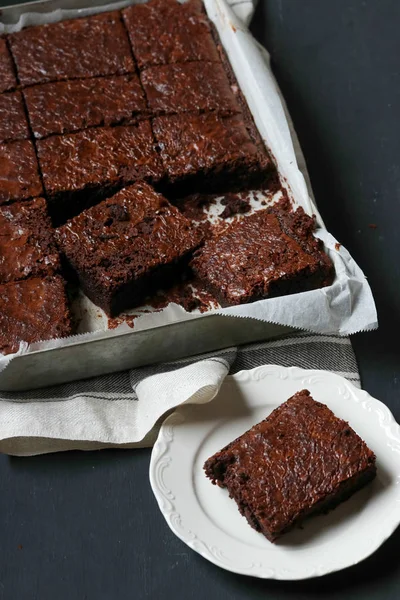 Homemade Brownie Chocolate Cake — Stock Photo, Image