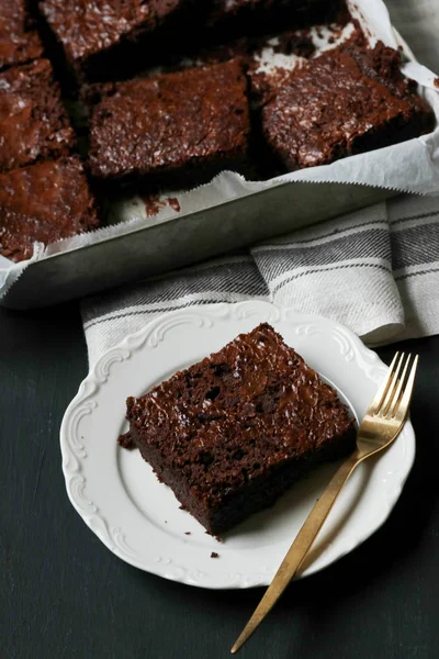 Homemade Brownie Chocolate Cake — Stock Photo, Image