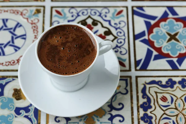 Kawa Turecku Tle Płytki Iznik Tradycyjnej Sztuki Tureckiej — Zdjęcie stockowe