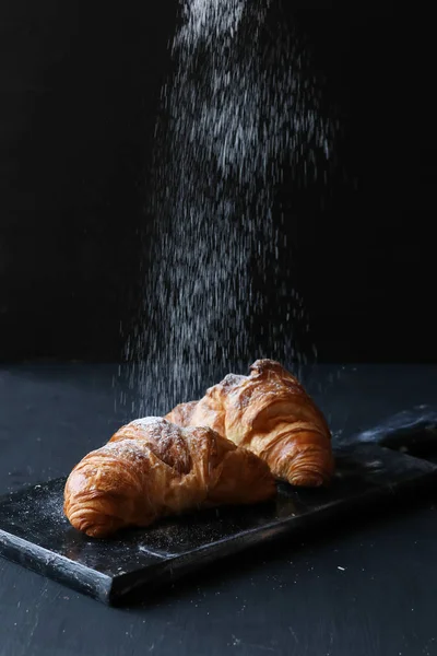 Croissant Black Background — Stock Photo, Image