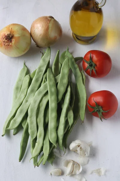 Färska Gröna Bönor Mjöl Ingredienser Turkisk Traditionell Mat — Stockfoto