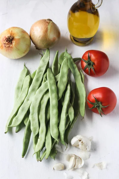 Färska Gröna Bönor Mjöl Ingredienser Turkisk Traditionell Mat — Stockfoto