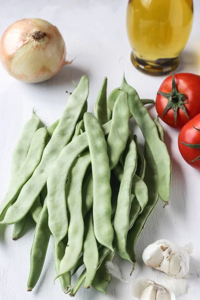 Färska Gröna Bönor Mjöl Ingredienser Turkisk Traditionell Mat — Stockfoto