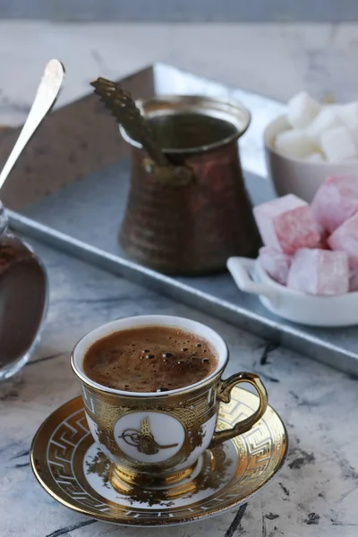 Turkiskt Kaffe Och Turkisk Delight — Stockfoto