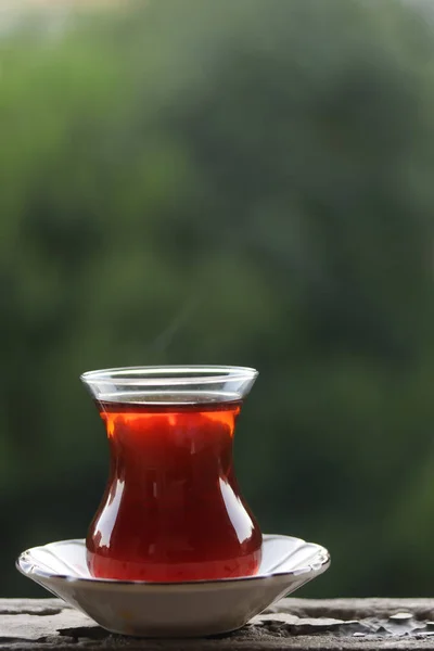 Kieliszek Czarnej Herbaty — Zdjęcie stockowe