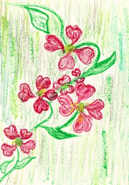 Kırmızı çiçekler pastel boya tasarım