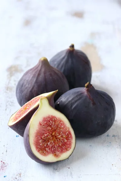 Fig Fruits White Wooden Background — Stock Photo, Image
