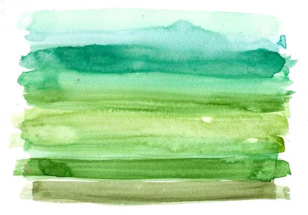 Ręcznie Malowane Akwarela Zielone Linie Tło — Zdjęcie stockowe