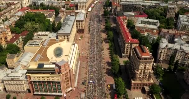 Luchtfoto Beeldmateriaal Kiev Charity Marathon Die Liep 000 Mensen — Stockvideo