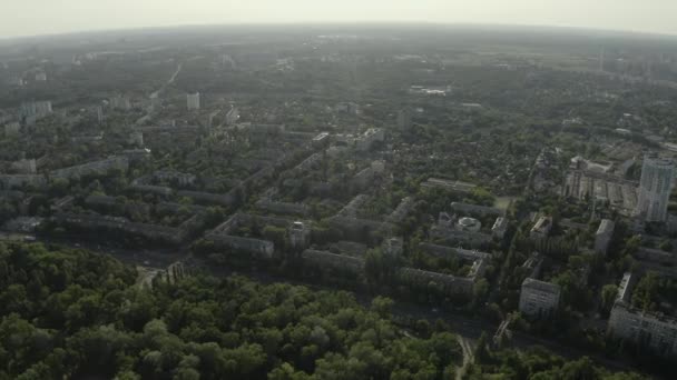 Aerial Shot Drone Vista Volando Lateralmente Sopra Città Raggio Luce — Video Stock