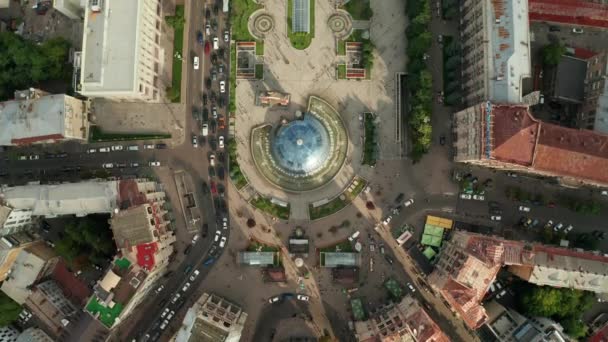 キエフ ウクライナ 7月2019 キエフの独立広場 ウクライナの歴史的観光スポット 航空写真ドローンビュー — ストック動画