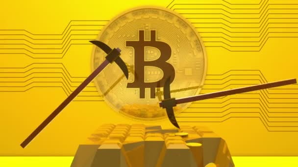 Bitcoin Těžby Krumpáč Kamera Pohybuje Vpřed — Stock video