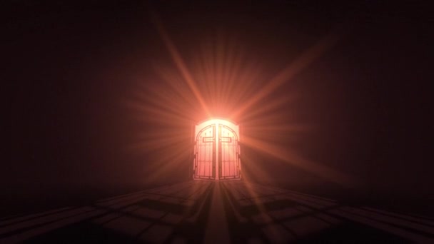 Ворота Крестом Красных Лучах Солнца Тени — стоковое видео