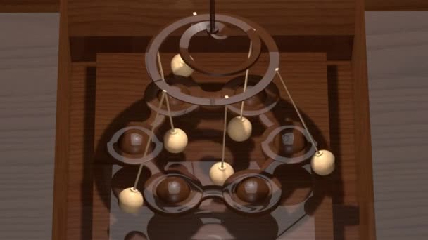 Carrousel en bois abstrait avec des boules sur une spirale 