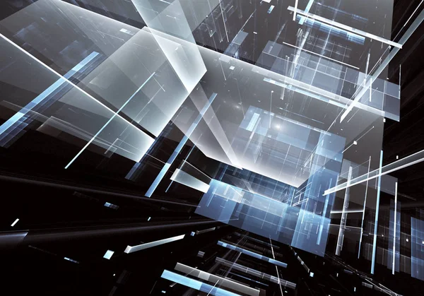 Abstrakte Zukunftstechnologie Hintergrund Computergeneriertes Bild Fraktale Kunst Glasraum Oder Straße — Stockfoto
