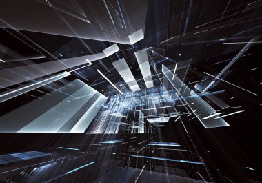 Bilgisayar soyut tehnology görüntü oluşturulur. Üç boyutlu fraktal doku