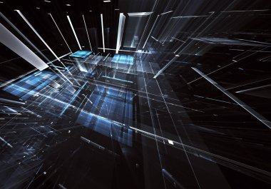 Bilgisayar soyut tehnology görüntü oluşturulur. Üç boyutlu fraktal doku