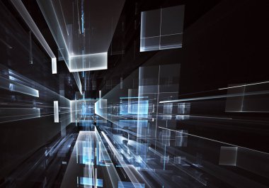 Bilgisayar soyut tehnology görüntü oluşturulur. Üç boyutlu fraktal doku