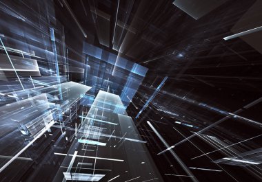 Bilgisayar soyut tehnology görüntü oluşturulur. Üç boyutlu fraktal doku